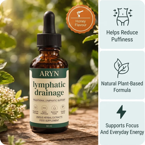 ARYN lymphatic drainage oil bottle with honey flavour seal